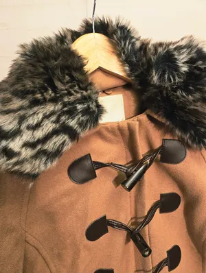 {6} Anthropologie Elevenses Removable Faux Fur Toggle Peacoat In Camel thumbnail 5