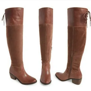 Lucky Brand Komah Brown Over-the-Knee Women's Healed Boots Size 7 Leather Lace thumbnail 1