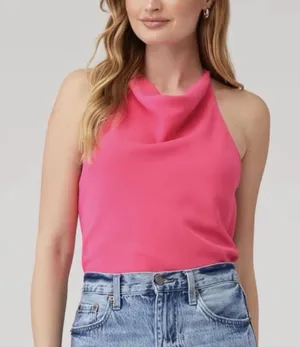 Amanda Uprichard Halter Top Women's Medium Pink Spaghetti Strap #FF7-1 thumbnail 1
