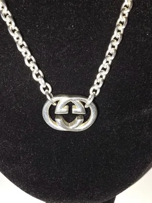 Authentic GUCCI Made In Italy 925 Sterling Silver Double Logo Necklace with Box thumbnail 6