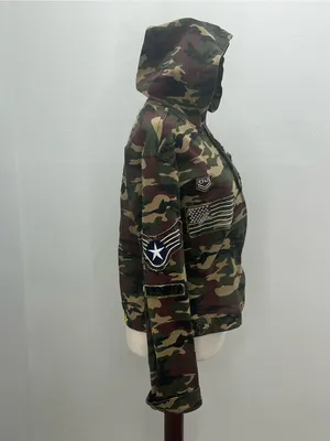 Sister Moses RosyLovi's Womens Full Zip Military Patches Flag Hoodie Jacket XL thumbnail 8