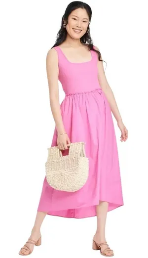 A New Day Midi Sleeveless Ballet Dress NEW Ribbed Top Ruffle Waistline Size L thumbnail 1