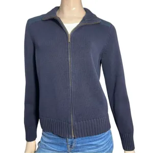 Lauren Ralph Lauren Vintage Size L Navy Blue Cotton Knit Sweater Zip Up Cardigan thumbnail 4