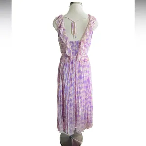 ASTR THE LABEL Floral Ruffle Pleated Midi Dress Lilac Size Small New thumbnail 11