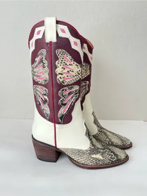 Steve Madden Arroyo butterfly multicolor Print Mid Calf Cowgirl Boots NEW 9.5 thumbnail 5