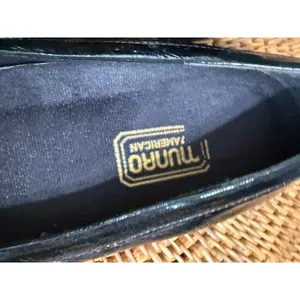 Munro American Black Patent Lizard Embossed Loafers Silver Hardware 8.5M thumbnail 4
