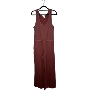 Athleta Luxe Coaster Wide Leg Jumpsuit in Cherrywood Women's Size Medium thumbnail 2