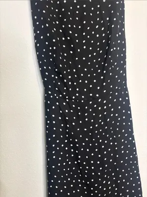Sleeveless Black Polka Dot Maxi Dress 16 with waist tie thumbnail 4