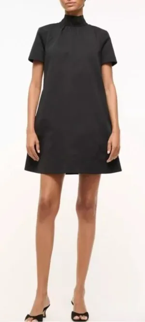 NEW STAUD ILANA high neck bow mini black dress sz S thumbnail 1