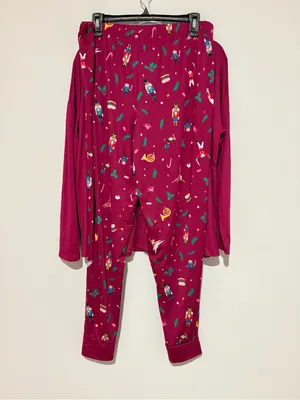 Joyspun nutcracker holiday Long Sleeve Jogger Pants Pajama Set Berry size large thumbnail 4
