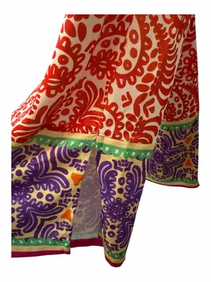 Zara Wide Leg Boho Orange Print Palazzo Pants XL New with Tags thumbnail 4