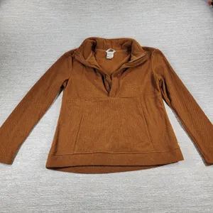 Avalanche Fleece Womens Small Rust Brown Quarter Zip Textured Pullover Top thumbnail 4