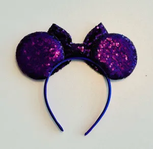 Gorgeous Purple sequins sparkling bow Minnie ears headband thumbnail 3