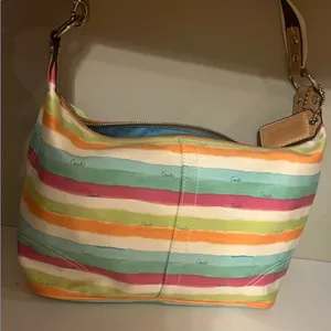 Coach Hampton vintage Colorful Striped Shoulder Bag with hand tag thumbnail 5