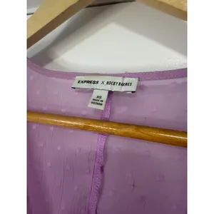 Express x Rocky Barnes Lilac Swiss Dot Sheer Kimono Dress XS thumbnail 8