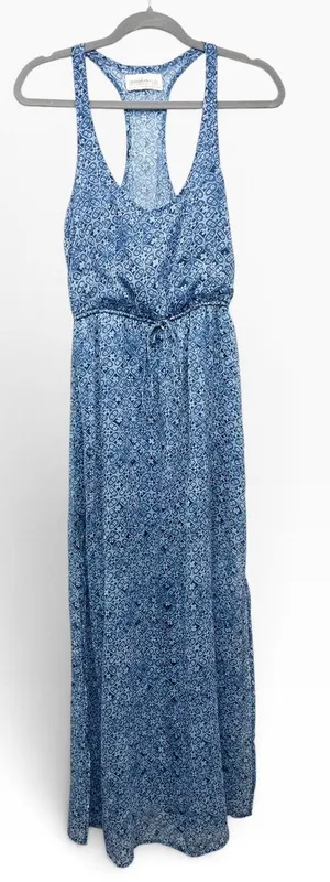 Abercrombie & Fitch Blue Maxi Sheer Dress Womens S Party Beachy Boho Vacation thumbnail 1