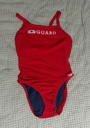 Red speedo lifeguard one piece  thumbnail 1