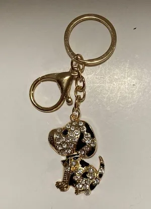 Gold and Black Puppy Keychain/Bag Charm with Crystals New Without Tags thumbnail 4