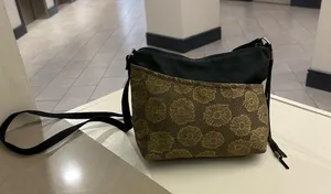ERDA Luxurious Brown and Black Crossbody Bag with Monogram Design-American made thumbnail 2