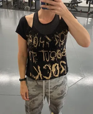 AC/DC for those about to rock studded concert tee cropped black medium thumbnail 7