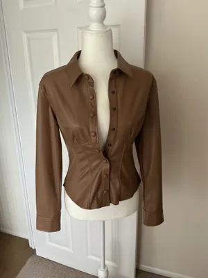 Heartloom Delancey Top In Coco-Faux Leather- Sz Small thumbnail 4