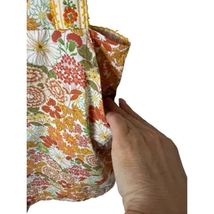 So Me Floral Romper Women Medium Orange Yellow Retro 70s Cotton Boho Cottagecore thumbnail 6