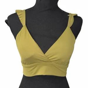 OFFLINE By Aerie Real Me XTRA Ruffle Green Sports Bra(Size Medium) thumbnail 1