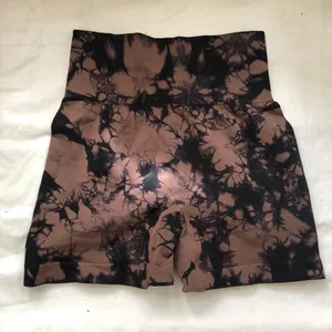 Brown black tie-dye ruched exercise ports active gym stretch high waist shorts Leggings Wide band- M Never worn thumbnail 1