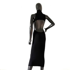 Open Back Turtleneck Maxi Dress Slim Fit Bodycon Dress Casual Dress Backless thumbnail 5