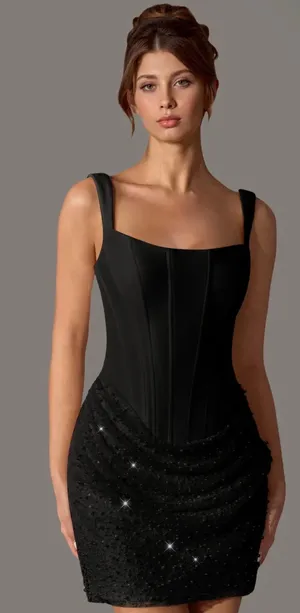 azazie Niamh Black Mini Dress thumbnail 1