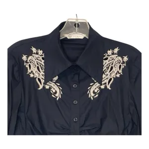 Max Studio Black Embroidered Shirt size M thumbnail 5