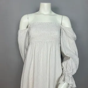 Petal + Pup Off The Shoulder Dress Domenica Striped Neutral Women 2 Midi Smocked thumbnail 8