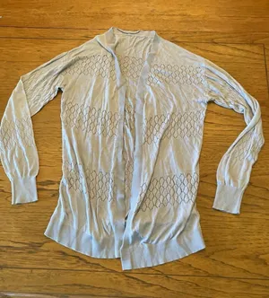 Women's Gray Geometric Knit Open-Front Cardigan Sweater Long Sleeve Size S thumbnail 1