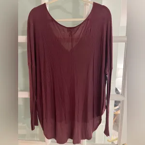 Amuse Society Burgundy Ribbed Henley Tunic thumbnail 2