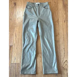 Abercrombie & Fitch 90’s ultra high rise straight taupe faux leather pant 25 thumbnail 12