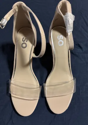 SO Nude Clear Strap Ankle Strap Heels. Size 8M thumbnail 1