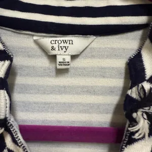 Crown & Ivy Navy Blue White Stripe Cayo Coco‎ Pineapple Sleeveless Dress S thumbnail 5