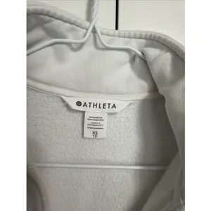 Athleta Quarter Zip Sweatshirt Womens XS Light Gray Cotton Blend Pullover Pocket thumbnail 3