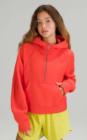 Lululemon Women’s Scuba Oversized 1/2 Zip Hoodie in Autumn Red Orange M/L thumbnail 1