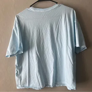 American Eagle Light Blue Budweiser Cropped T Shirt Size Large thumbnail 3