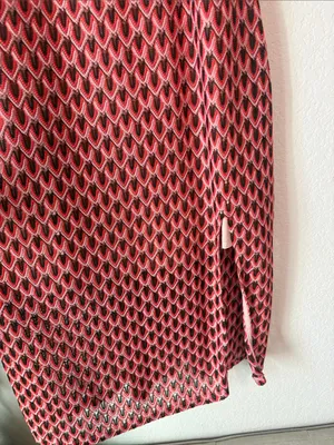 Knitted Halter-Neck Pink Patterned Midi Dress Medium thumbnail 3