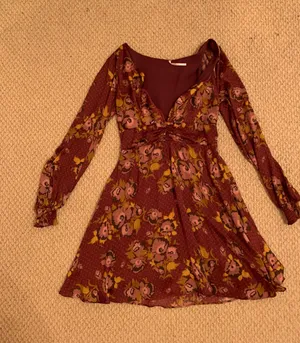 Wine Floral Dress thumbnail 4