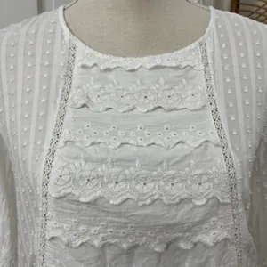 Jennifer & Grace Eyelet Ruffle‎ Blouse M Boho Pirate Victorian Peasant Bride thumbnail 3