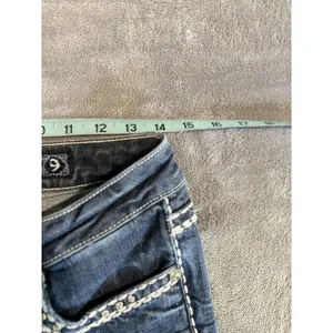 L.A Idol Denim Jeans Size 9 Skinny Gems Stitching Roses Low Rise Zip thumbnail 6