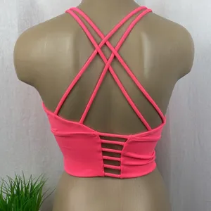 Savvi Hot Pink Strappy Back Cropped Athletic Sport Bra Top New S thumbnail 5