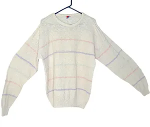 Vintage Catalina Unisex White Pastel Stripes Y2k Oversized Pullover Sweater Sz M thumbnail 1
