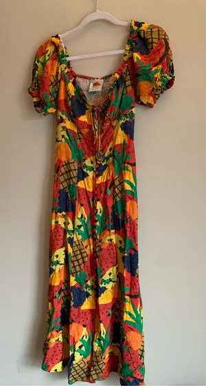 FARM Rio Fruit Salad MIDI Dress Women Size Small Summer Beach Outfit thumbnail 1