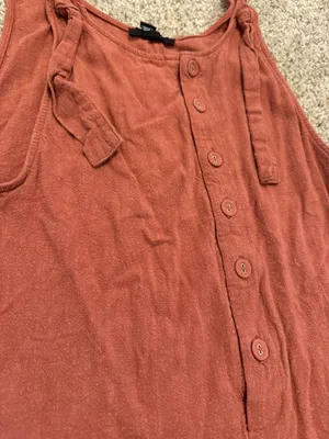 Rust Orange Linen Romper thumbnail 4