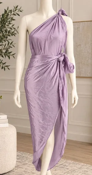 BAOBAB Womens Dress Marea One Shoulder Wrap Lavender Size Large thumbnail 1