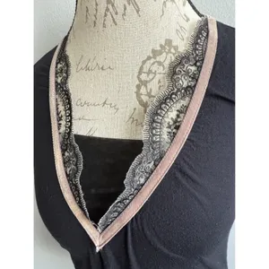 Soma‎ Long Sleeve Top Black Lace Trim V Neck Blouse Womens XS thumbnail 2